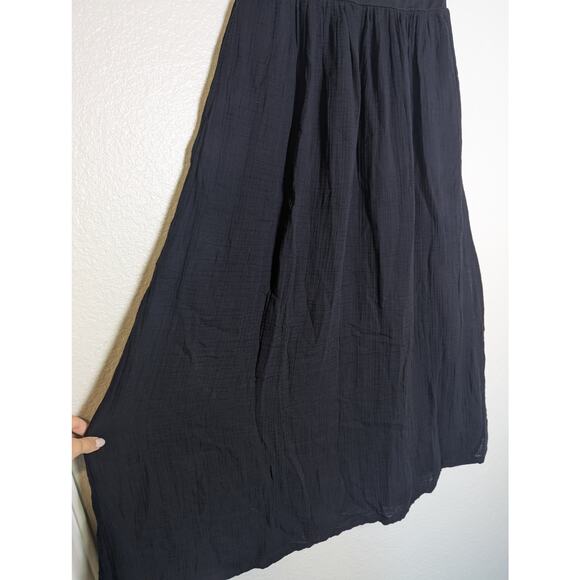 LOFT Beach Black Mixed Media Strapless Cotton Side Slits Maxi Dress Women L NWOT - Picture 4 of 13